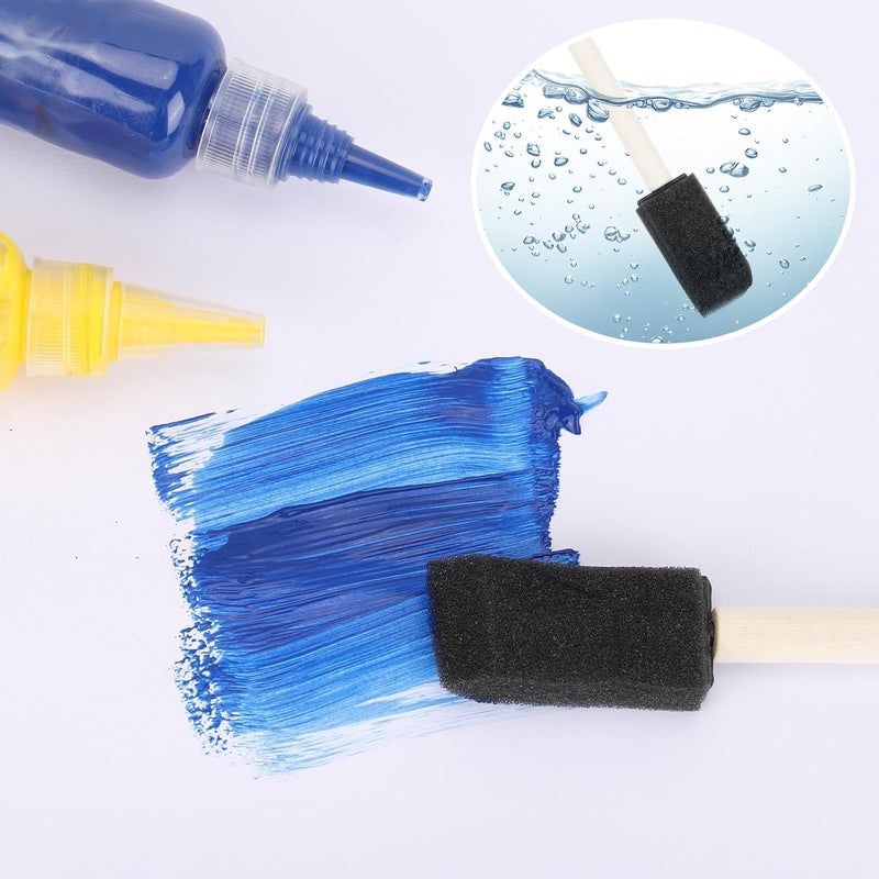 acDesign 80Pcs Foam Paint Brushes 1in Sponge Paint Brush Wood Handle Foam Brushes for Clean，Staining，Varnishes, Crafts - Image 4